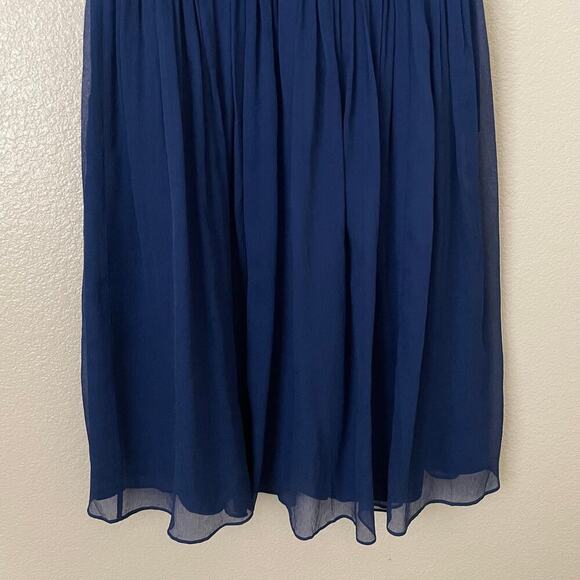 J. Crew Dress Womens Size 2 Blue Nadia Silk Pleated Chiffon Mini A-Line Cocktail - Picture 5 of 14